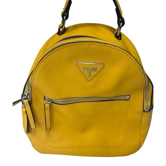 Guess Mini Backpack Yellow Faux Leather - Picture 1 of 16